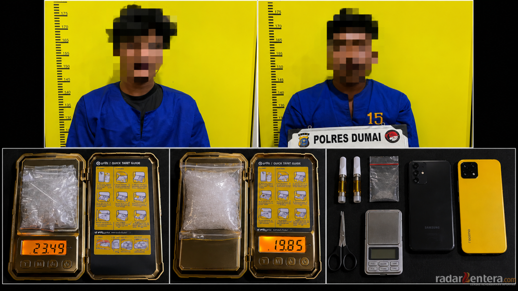 Polres Dumai Ungkap 33 Paket Diduga Shabu 23,49 Gram dan 19,85 Gram Etomidate, Dua Tersangka Diamankan