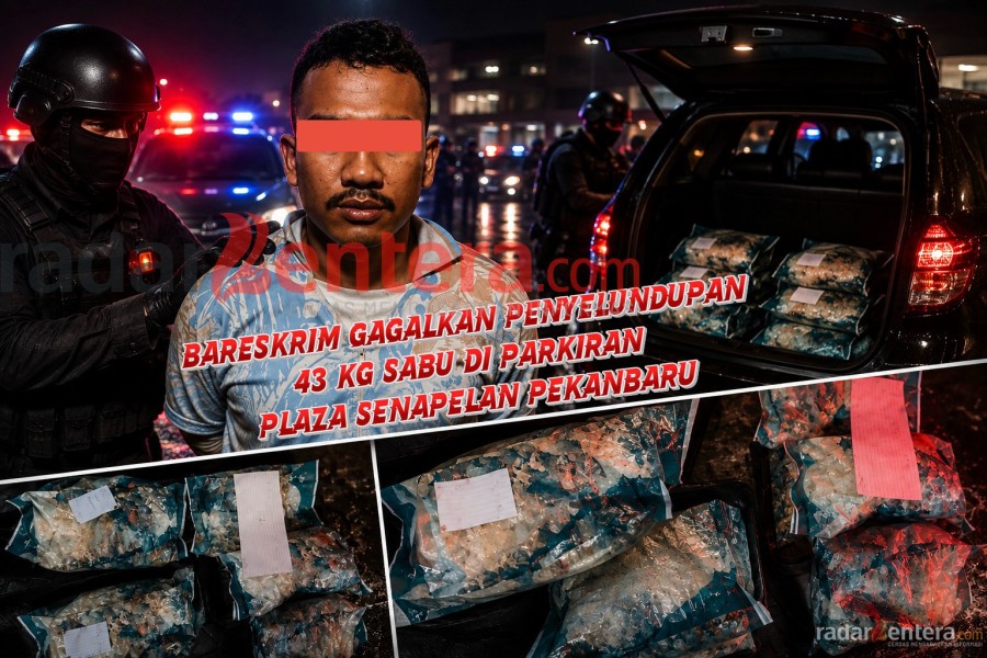 Bareskrim Gagalkan Penyelundupan 43 Kg Sabu di Parkiran Plaza Senapelan Pekanbaru