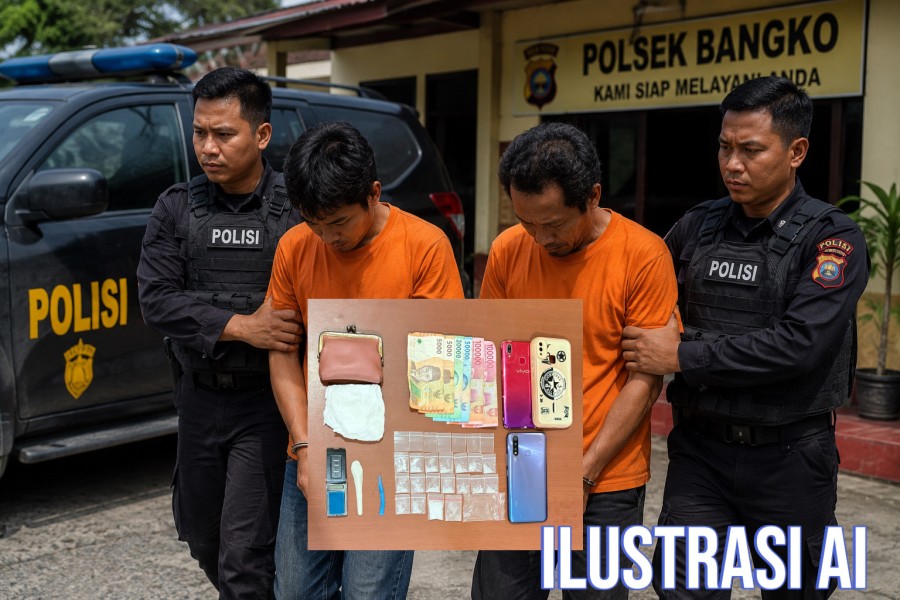 Polsek Bangko Amankan Dua Terduga Kasus Narkotika, Sabu 8,8 Gram Jadi Barang Bukti