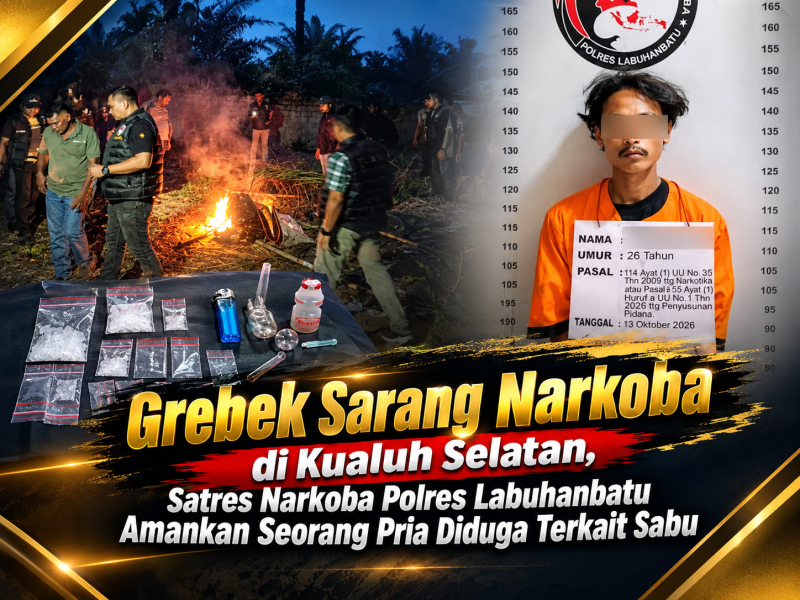 Grebek Sarang Narkoba di Kualuh Selatan, Polisi Amankan Pria Diduga Terkait Sabu