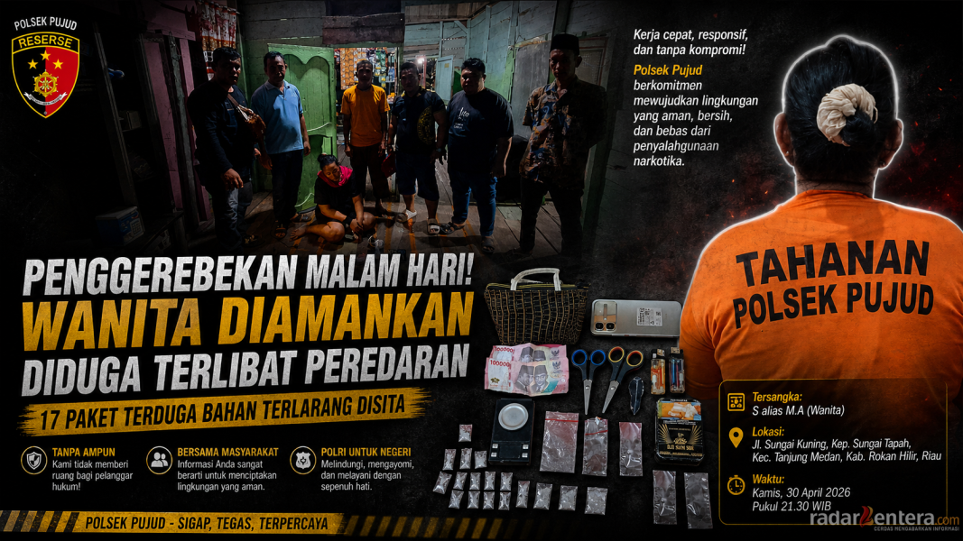 Pengedar Sabu Berkedok IRT Disergap! Polsek Pujud Sikat 17 Paket dari Persembunyian