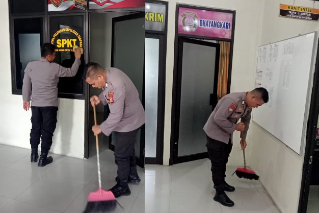 Dukung Program Presiden RI, Polsek Tanah Putih Tanjung Melawan Gelar Aksi Bersih Lingkungan