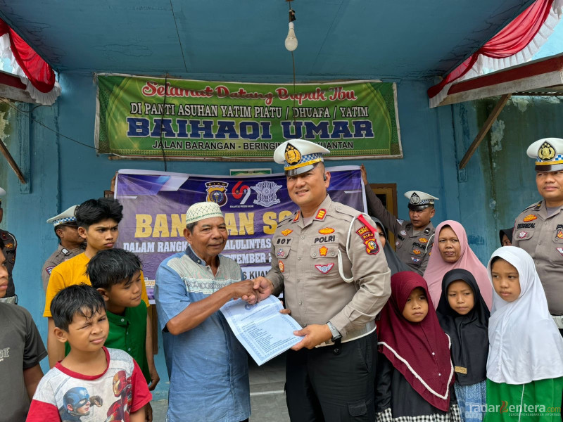 Satlantas Polres Kuansing Gelar Bakti Sosial Religi dan Bantuan Sosial Dalam Rangka Hari Lalu Lintas Bhayangkara Ke.69