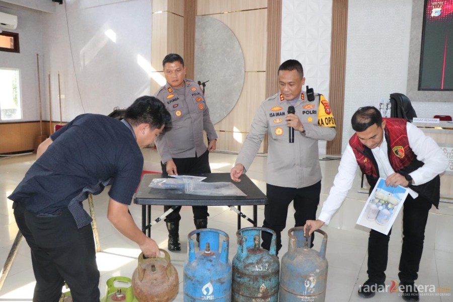 Polres Rohil Bongkar Praktik Ilegal Penyuntikan LPG Bersubsidi, Ratusan Tabung Disita