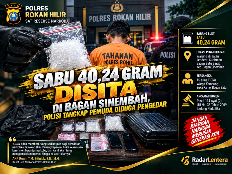 Sabu 40,24 Gram Disita di Bagan Sinembah, Polisi Tangkap Pemuda Diduga Pengedar