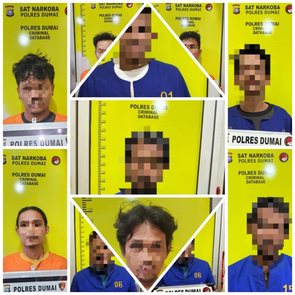 Razia di Kawasan Rawan Narkoba Dumai, 11 Pria Diamankan Usai Tes Urine Positif Metamfetamina
