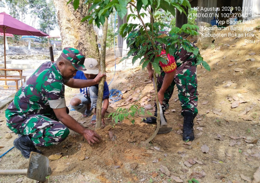 Babinsa Koramil 03/Bgs Tanam Pohon Bersama Warga dalam Program Penghijauan