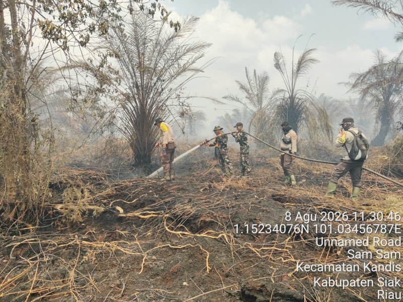 Polres Bengkalis dan Tim Gabungan Kendalikan Karhutla di Siak Kecil dan Mandau