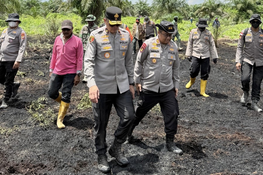 Wakapolda Riau dan Irdam XIX/TT Turun Langsung Padamkan Karhutla di Pasir Limau Kapas