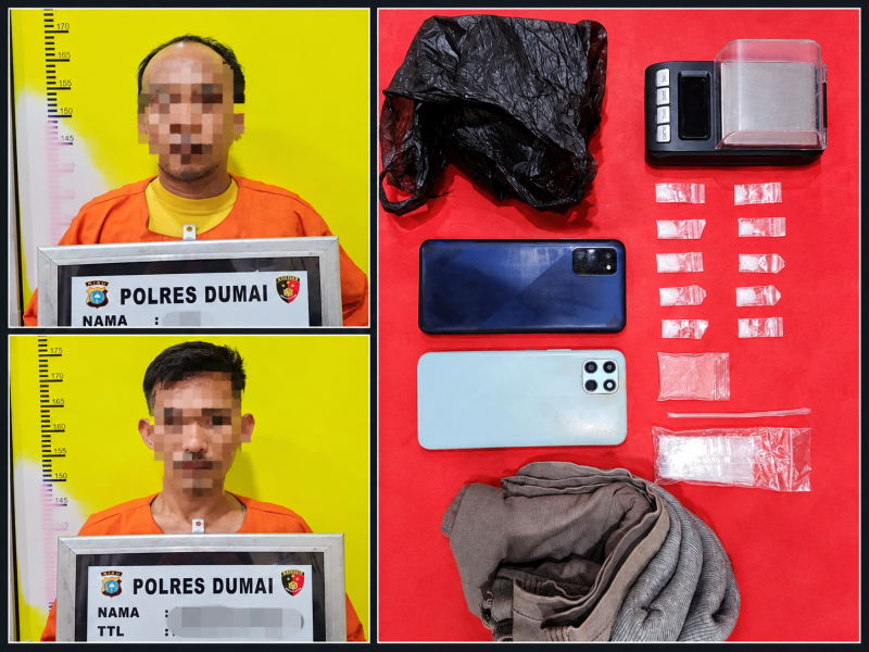 Satresnarkoba Polres Dumai Amankan Dua Pria Terkait Dugaan Tindak Pidana Narkotika