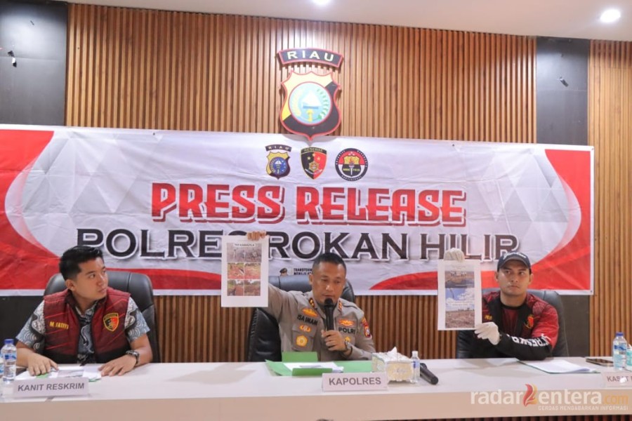 Polres Rohil  Gelar Konferensi Pers Kasus Karhutla, Lima Pelaku Diamankan