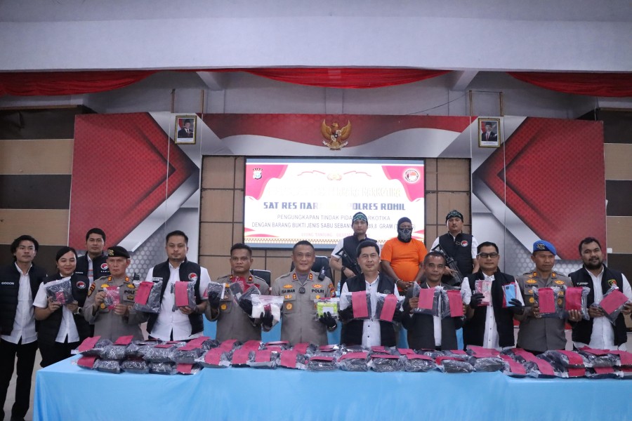Polres Rohil Sita 79,98 Kg Sabu dari Kurir yang Pernah Dipenjara