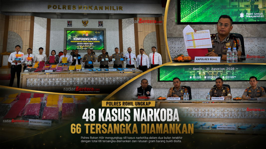 Polres Rohil Ungkap 48 Kasus Narkoba, 66 Tersangka Diamankan dalam Dua Bulan