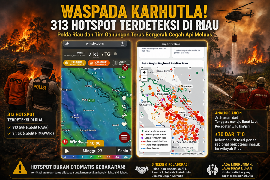 Polda Riau Intensifkan Penanganan Karhutla, 313 Hotspot Terdeteksi