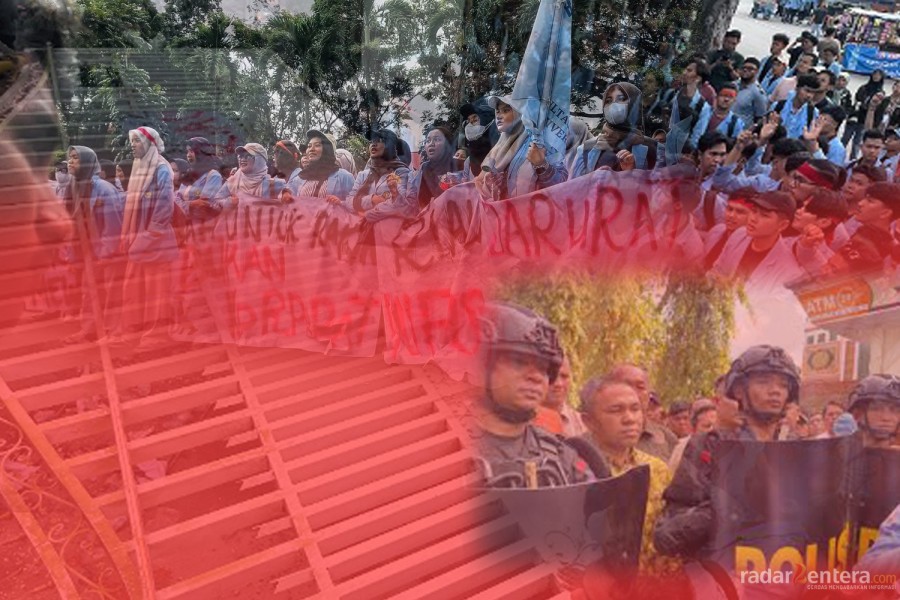 Gerbang Kantor Gubernur Riau Jebol, Ratusan Mahasiswa Unri Gedor Lima Tuntutan