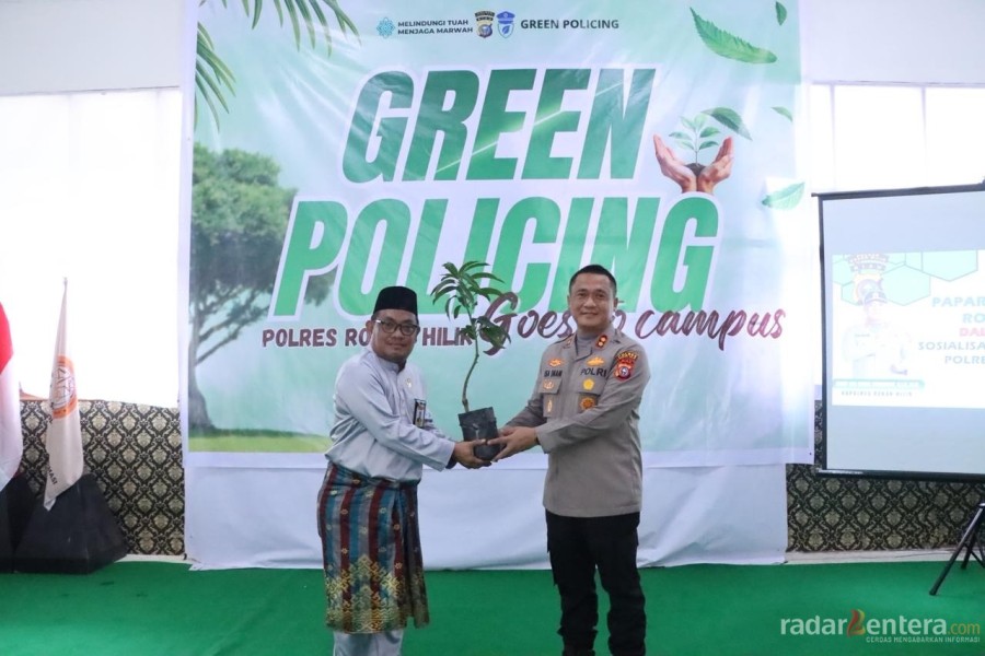 Polres Rokan Hilir Sosialisasikan Program Green Policing dan Tanam Bibit Pohon di Kampus ITR