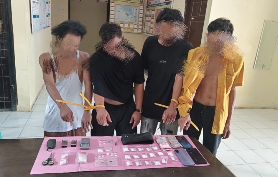 Polsek Kubu Ringkus Empat Tersangka Dugaan Pengedar Sabu, 103,19 Gram Narkotika Disita