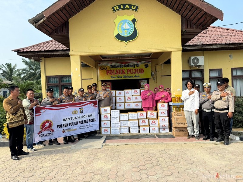 Sambut HUT Bhayangkara ke-79, Polsek Pujud Gelar Baksos Sembako