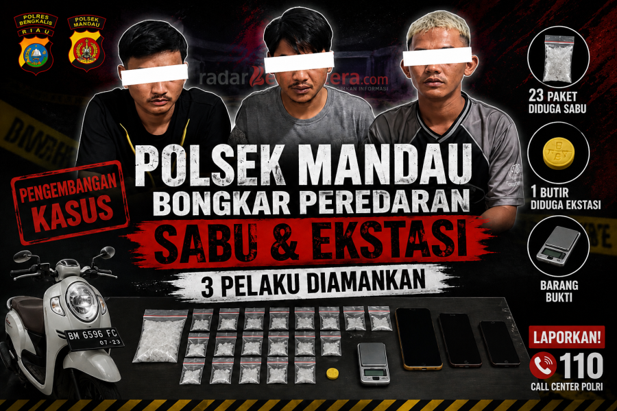 Dari Pengembangan Kasus, Polsek Mandau Bongkar Peredaran Diduga Sabu dan Ekstasi, Tiga Pelaku Diamankan