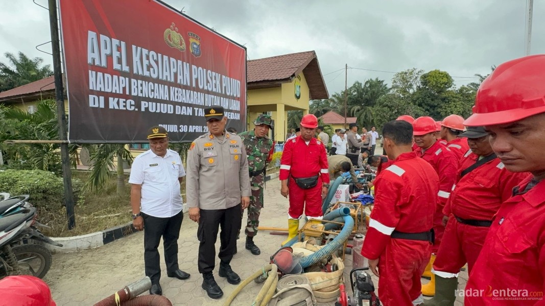 Gelar Apel Kesiapsiagaan, Polsek Pujud dan Unsur Forkopimcam Siap Hadapi Musim Kemarau