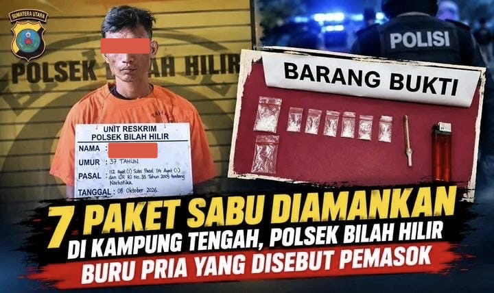 Dilaporkan Warga, Polsek Bilah Hilir Amankan Pria Diduga Pengedar Sabu di Kampung Tengah
