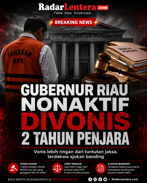 Vonis Gubernur Riau Nonaktif Abdul Wahid: Divonis 2 Tahun Penjara, Jauh Lebih Ringan dari Tuntutan Jaksa