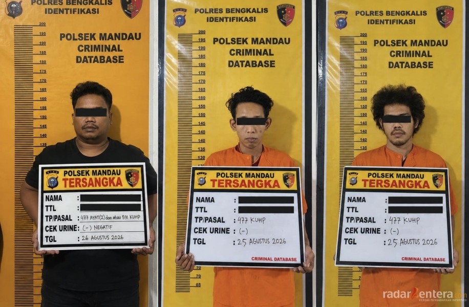 Tim Resmob 125 Polres Bengkalis dan Polsek Mandau Ungkap Curanmor, Tiga Tersangka Diamankan