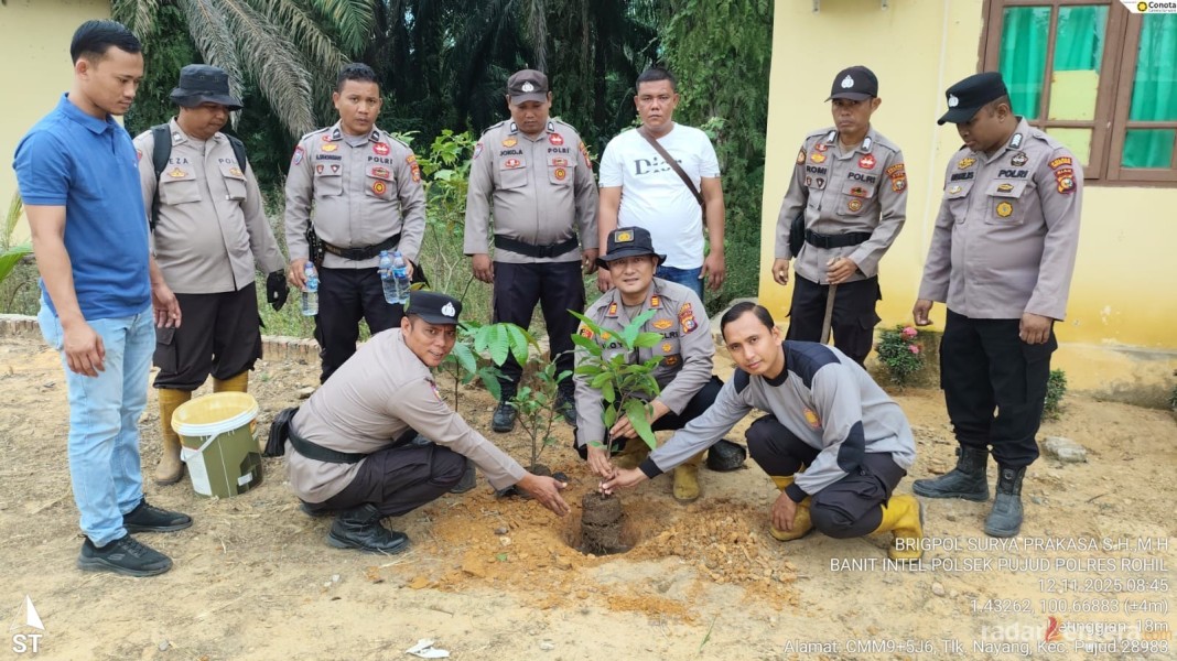 Dukung Program Kapolda Riau: Polsek Pujud Turut Tanam 21.000 Pohon Serentak untuk Hijaukan Bumi