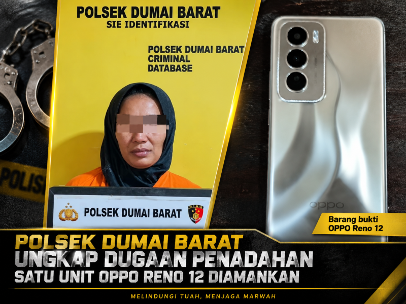 Polisi Ungkap Dugaan Penadahan di Dumai Barat, OPPO Reno 12 Diamankan