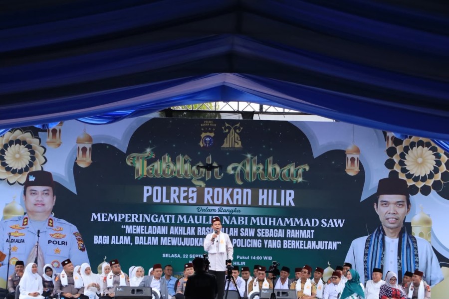 Tabligh Akbar Bersama UAS di Mapolres Rohil, Kapolres Ajak Warga Jaga Lingkungan